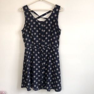 Navy Dress with Floral Pattern